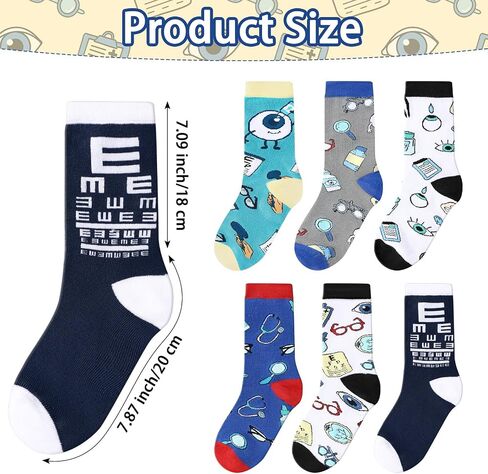 Unittype 6 Pairs Optometrist Gift Socks Themed Funny Novelty Casual Socks Health Awareness Gift for Adult Women Men Appreciation National Doctor's Day Nurse Week Graduation Party in Kuwait
