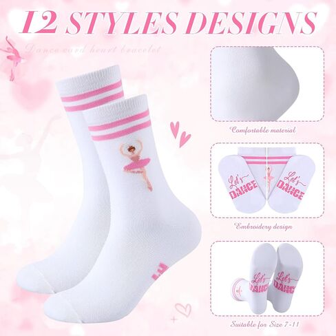 Glitopper 12 Pairs Novelty Ballet Dancer Socks Gift Bulk Dance Team Party Favors Funny Ballerina Socks Pink Ballet Sock Dance Lovers Gifts for Dancer Teacher Women Graduation Birthday in Kuwait