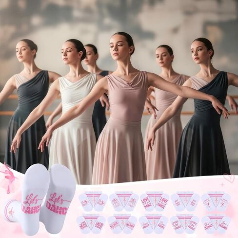 Glitopper 12 Pairs Novelty Ballet Dancer Socks Gift Bulk Dance Team Party Favors Funny Ballerina Socks Pink Ballet Sock Dance Lovers Gifts for Dancer Teacher Women Graduation Birthday in Kuwait