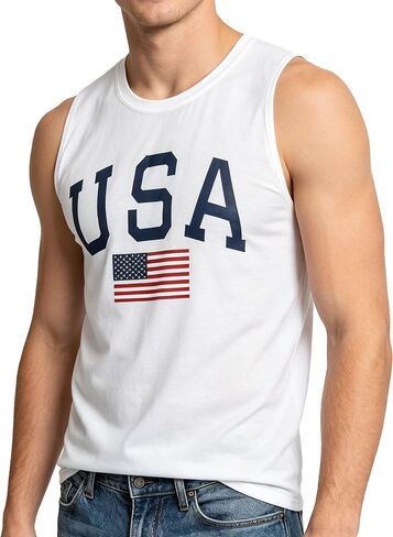 redgino Men American Flag Tank Top 4th of July Patrotic Muscle Graphic Gym Workout USA Sleeveless Tee Shirts in Kuwait