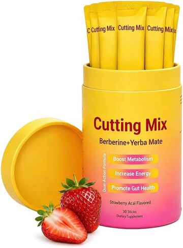 New Cutting Drink Mix – Berberine, Chromium, Satiety & Metabolism Suppor | Gut Health & Energy | Sugar-Free, Vegan, Non-GMO | Strawberry Açaí Flavor – 30 Sticks in Saudi Arabia