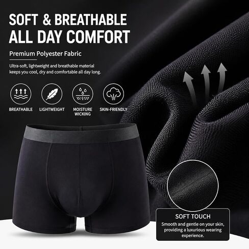 10pcs mens Underwear Boxer Briefs Pack, Cool & Breathable Moisture-wicking Underwear for Men, No Ride Up（Black） in Kuwait