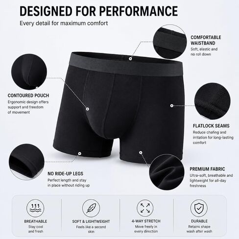 10pcs mens Underwear Boxer Briefs Pack, Cool & Breathable Moisture-wicking Underwear for Men, No Ride Up（Black） in Kuwait