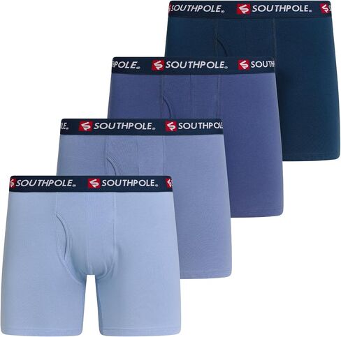 Southpole Cotton Stretch Boxer Briefs for Men Pack of 4 with 6" Inseam, Contour Pouch, Breathable Comfort Underwear in Kuwait