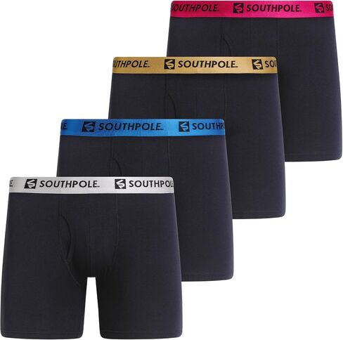 Southpole Cotton Stretch Boxer Briefs for Men Pack of 4 with 6" Inseam, Contour Pouch, Breathable Comfort Underwear in Kuwait