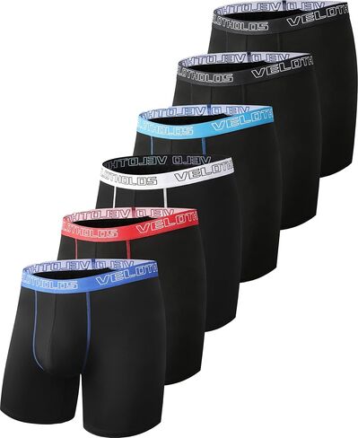 6 Pack Men's Boxer Briefs Underwear Total Support Pouch Moisture-Wicking Odor Control Cool in Saudi Arabia