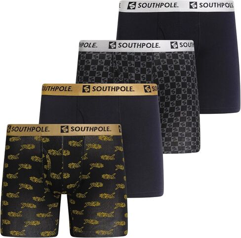 Southpole Cotton Stretch Boxer Briefs for Men Pack of 4 with 6" Inseam, Contour Pouch, Breathable Comfort Underwear in Kuwait