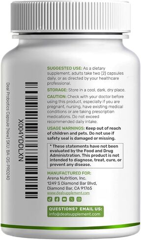 DEAL SUPPLEMENT Probiotics for Women & Men, 200 Billion CFU Per Serving, 240 Vegetarian Capsules, 4 Month Supply | 40 Strains with Prebiotics, Enzymes & Magnesium Citrate | Non-GMO, Gluten Free in Kuwait