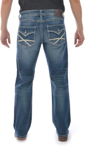 Axel Men's Slim Boot Cut Jeans - Stone Blue (Medium Wash) 32W X 32L in Saudi Arabia