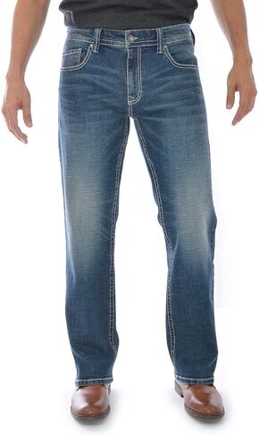 Axel Men's Slim Boot Cut Jeans - Stone Blue (Medium Wash) 32W X 32L in Saudi Arabia