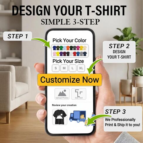 Custom T Shirts with Photo/Logo/Text - Personalized Comfort Cotton Tee for Men Women Design Your Own Shirt Front & Back Print in Saudi Arabia