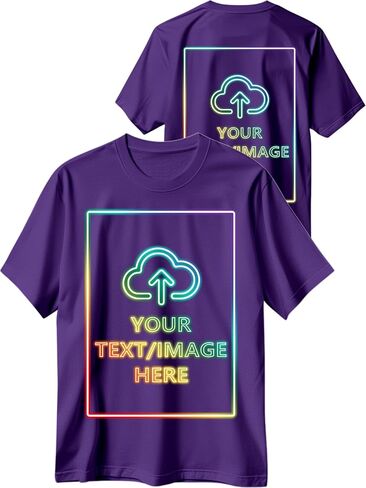 Custom T Shirts with Photo/Logo/Text - Personalized Comfort Cotton Tee for Men Women Design Your Own Shirt Front & Back Print in Saudi Arabia