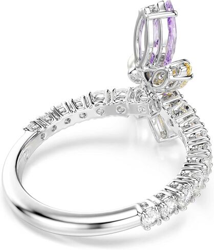 خاتم Swarovski x Ariana Grande الرسمي على شكل اليعسوب، أحجار متعددة الألوان مقطوعة بشكل مختلط، لمسة نهائية من الروديوم، جزء من مجموعة Ariana Dragonfly in Kuwait