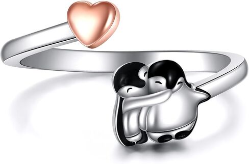 CRMAD Penguin Ring for Women Opening Adjustable Ring Cute Animal Jewelry Gifts for Mother Daughter in Kuwait
