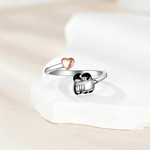 CRMAD Penguin Ring for Women Opening Adjustable Ring Cute Animal Jewelry Gifts for Mother Daughter in Kuwait