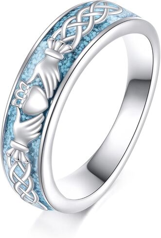 خواتم ONEFINITY Claddagh S925 من الفضة الإسترليني Claddagh خاتم تركواز هدية للنساء والرجال in Kuwait