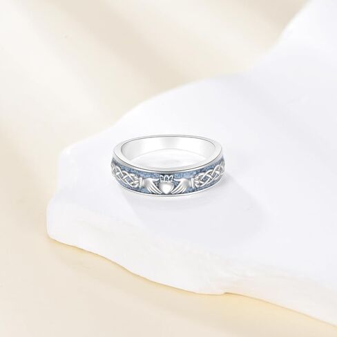 خواتم ONEFINITY Claddagh S925 من الفضة الإسترليني Claddagh خاتم تركواز هدية للنساء والرجال in Kuwait