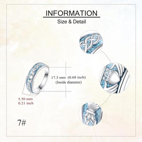 خواتم ONEFINITY Claddagh S925 من الفضة الإسترليني Claddagh خاتم تركواز هدية للنساء والرجال in Kuwait