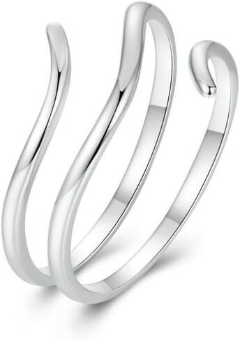 925 Sterling Silver Adjustable Rings Wave Leaf Geometric Rings Thumb Rings for Women Promise Jewelry Ring in Saudi Arabia