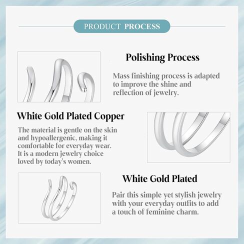 925 Sterling Silver Adjustable Rings Wave Leaf Geometric Rings Thumb Rings for Women Promise Jewelry Ring in Saudi Arabia