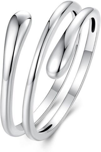 925 Sterling Silver Adjustable Rings Wave Leaf Geometric Rings Thumb Rings for Women Promise Jewelry Ring in Saudi Arabia