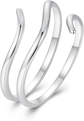 925 Sterling Silver Adjustable Rings Wave Leaf Geometric Rings Thumb Rings for Women Promise Jewelry Ring in Saudi Arabia