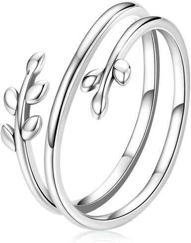925 Sterling Silver Adjustable Rings Wave Leaf Geometric Rings Thumb Rings for Women Promise Jewelry Ring in Saudi Arabia