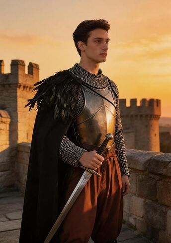 Gothic Half Shoulder Cape with Detachable Feather Renaissance Cloak for Halloween LARP Vampire Knight Cosplay in Saudi Arabia