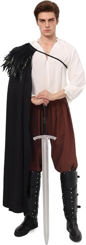 رداء قوطي بنصف الكتف مع عباءة قابلة للفصل من عصر النهضة للهالوين LARP Vampire Knight Cosplay in Kuwait
