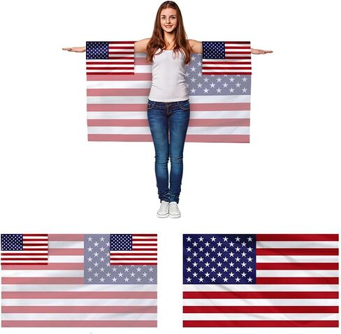 Independence Day Flag Wearable Cape with Sleeves，4th of July American Flag Cape Cloak，for International Sports Tournaments,Football Party Supplies，Game Day, Sporting Events, Patriotic Celebrations in Saudi Arabia