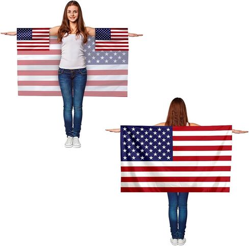 Independence Day Flag Wearable Cape with Sleeves，4th of July American Flag Cape Cloak，for International Sports Tournaments,Football Party Supplies，Game Day, Sporting Events, Patriotic Celebrations in Saudi Arabia