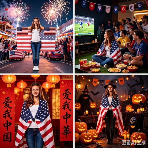 Independence Day Flag Wearable Cape with Sleeves，4th of July American Flag Cape Cloak，for International Sports Tournaments,Football Party Supplies，Game Day, Sporting Events, Patriotic Celebrations in Saudi Arabia