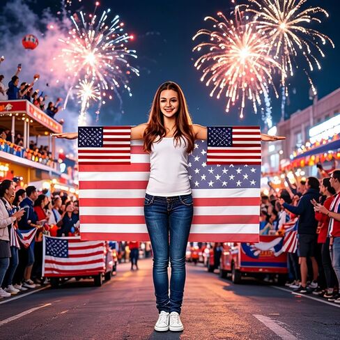Independence Day Flag Wearable Cape with Sleeves，4th of July American Flag Cape Cloak，for International Sports Tournaments,Football Party Supplies，Game Day, Sporting Events, Patriotic Celebrations in Saudi Arabia