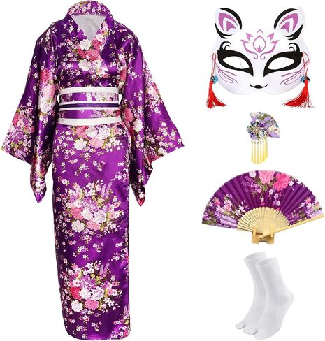 Halloween Costumes for Women 2025-Japanese Geisha Kimono Dress Anime Cosplay Yukata Robe for Parties in Saudi Arabia
