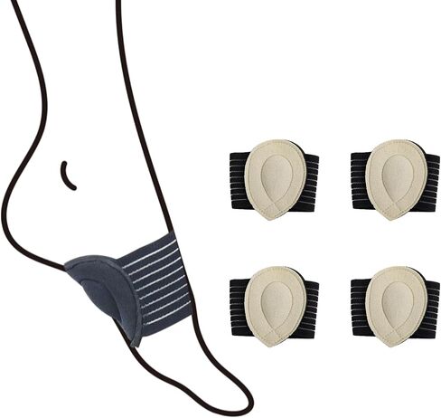 4 Pairs Arch Support Sleeves with Cushion, Adjustable Arch Wrap for Plantar Fasciitis & Flat Feet Relief, Breathable Foot Arch Braces for Adults, Foot Support for Standing Walking Running (Gray) in Saudi Arabia
