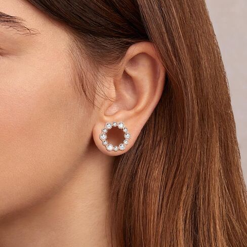 Tunnels Gauges, 2PCS Stainless Steel Tunnel Set Hollow Flower with Round Cubic Zirconia Screw Back Ear Gauges Plugs Tunnels 2G - 5/8 inch Ear Piercing Jewelry in Saudi Arabia