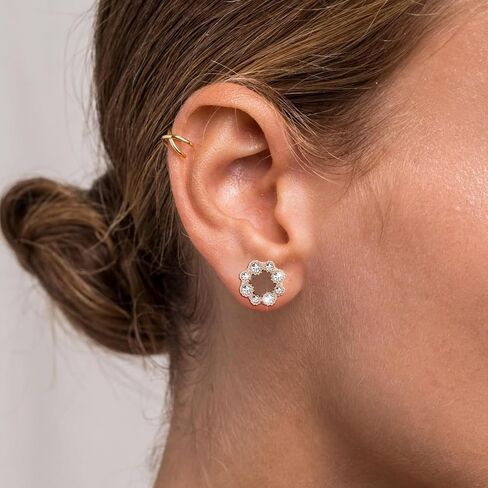 Tunnels Gauges, 2PCS Stainless Steel Tunnel Set Hollow Flower with Round Cubic Zirconia Screw Back Ear Gauges Plugs Tunnels 2G - 5/8 inch Ear Piercing Jewelry in Saudi Arabia