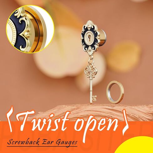 2PCS 316L Stainless steel Dangle Ear Gauges Classical and Gorgeous Gauge Earrings 0g to 16mm Screw Fit Gauges For Ears Expander Stretcher Dangling Gauges For Women Body Piercing Jewelry in Saudi Arabia