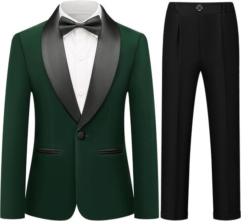 Boys Tuxedo Suit Set 4 Piece Kids Velvet Suits with Blazer Dress Shirt Pant Bow Tie Wedding Formal Outfit in Saudi Arabia