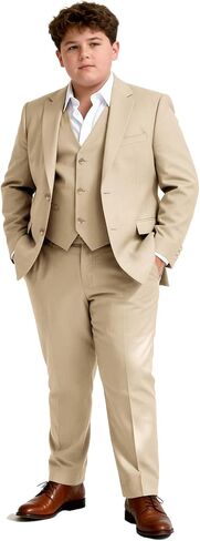 Husky Boys Suit Plus Size Wedding Outfit for Big Boy 3 Piece Formal Kids Tuxedo Suit Set in Kuwait