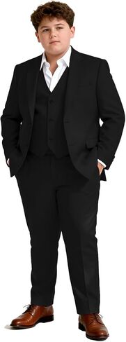Husky Boys Suit Plus Size Wedding Outfit for Big Boy 3 Piece Formal Kids Tuxedo Suit Set in Kuwait