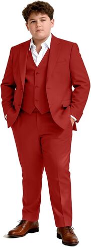 Husky Boys Suit Plus Size Wedding Outfit for Big Boy 3 Piece Formal Kids Tuxedo Suit Set in Kuwait