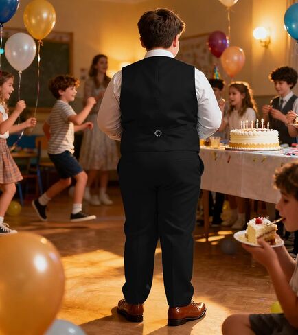 Husky Boys Suit Plus Size Wedding Outfit for Big Boy 3 Piece Formal Kids Tuxedo Suit Set in Kuwait