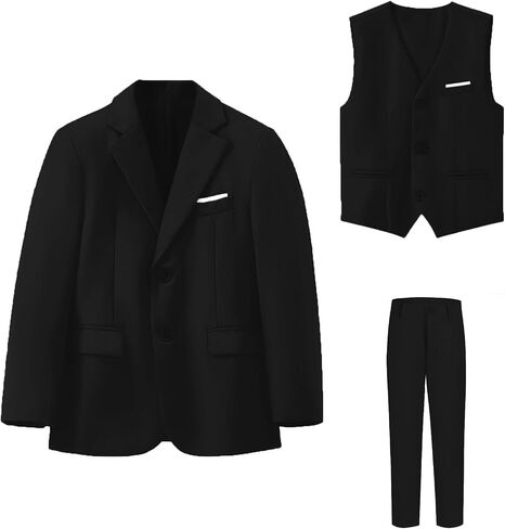 Husky Boys Suit Plus Size Wedding Outfit for Big Boy 3 Piece Formal Kids Tuxedo Suit Set in Kuwait