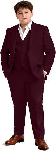 Husky Boys Suit Plus Size Wedding Outfit for Big Boy 3 Piece Formal Kids Tuxedo Suit Set in Kuwait