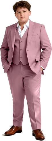 Husky Boys Suit Plus Size Wedding Outfit for Big Boy 3 Piece Formal Kids Tuxedo Suit Set in Kuwait
