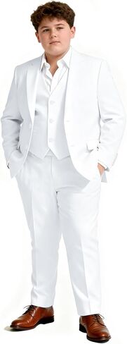 Husky Boys Suit Plus Size Wedding Outfit for Big Boy 3 Piece Formal Kids Tuxedo Suit Set in Kuwait