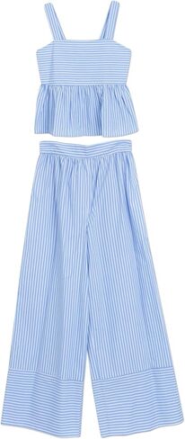 Speechless Girls' 2-piece Striped Cotton Peplum Tank and Wide Leg Pants Set in Kuwait