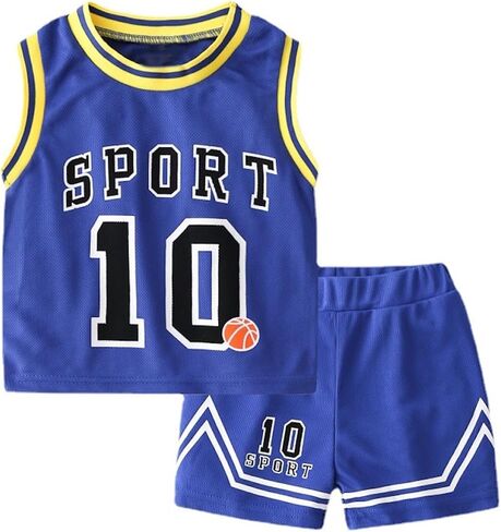Toddler Kids Sports Athletic Jersey Shorts Set Todder Boys Jerseys Outfit 2 Piece Basketball Tank Top Mesh Shorts Set in Saudi Arabia