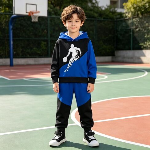 Toddler Baby Boy Clothes Set Long Sleeve 2 Piece Hoodie and Sweatpants Fall Winter Outfits for Boys 4-8T in Kuwait